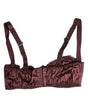 Dolce & Gabbana Burgundy Silk Underwired Balconette Bra Underwear