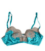 Dolce & Gabbana Green Floral Lace Silk Non Wire Bra Underwear