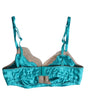 Dolce & Gabbana Green Floral Lace Silk Non Wire Bra Underwear