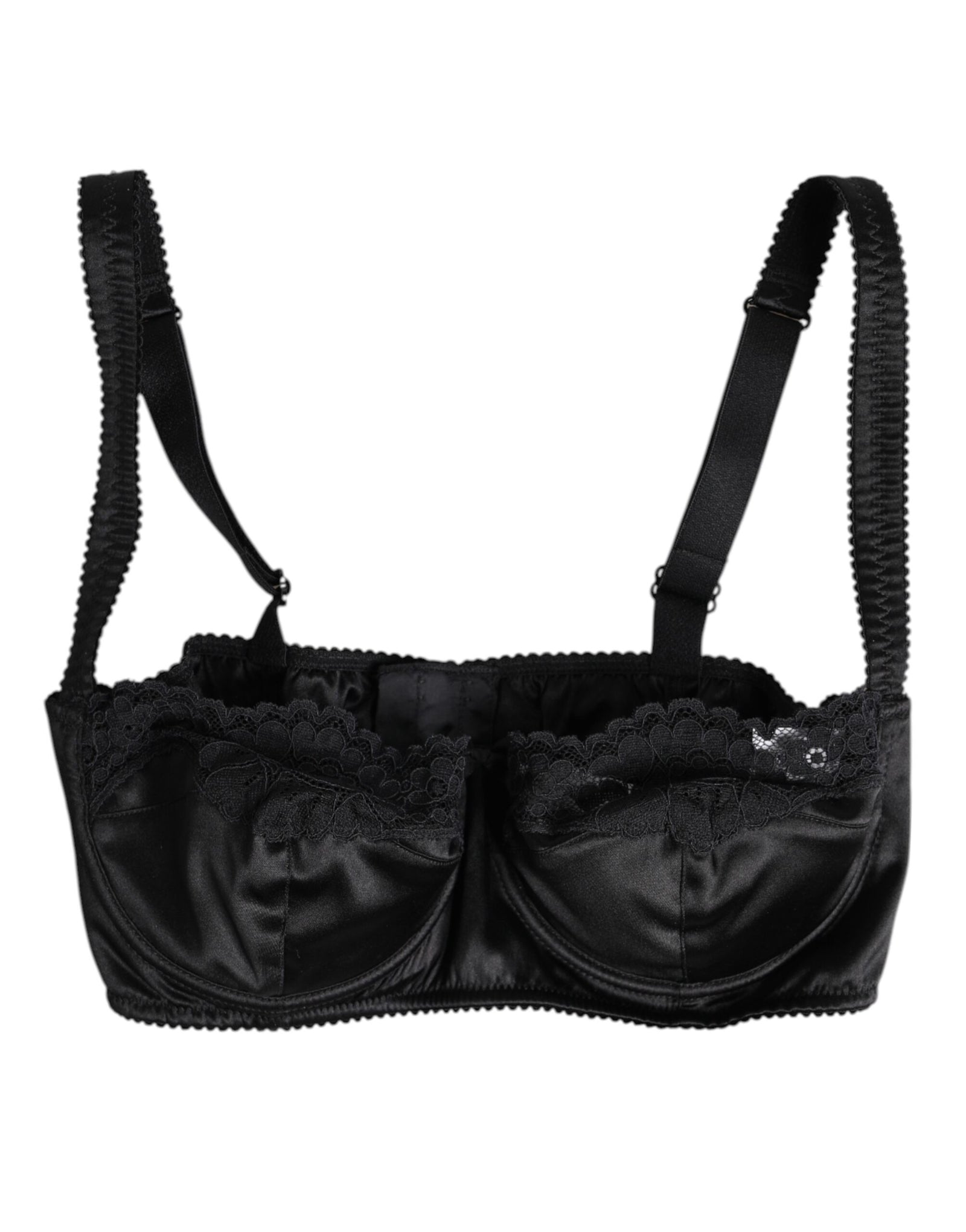 Dolce &amp; Gabbana Black Silk Underwired Balconette Bra Underwear