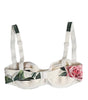 Dolce & Gabbana White Floral Balconette Underwired Bra Underwear