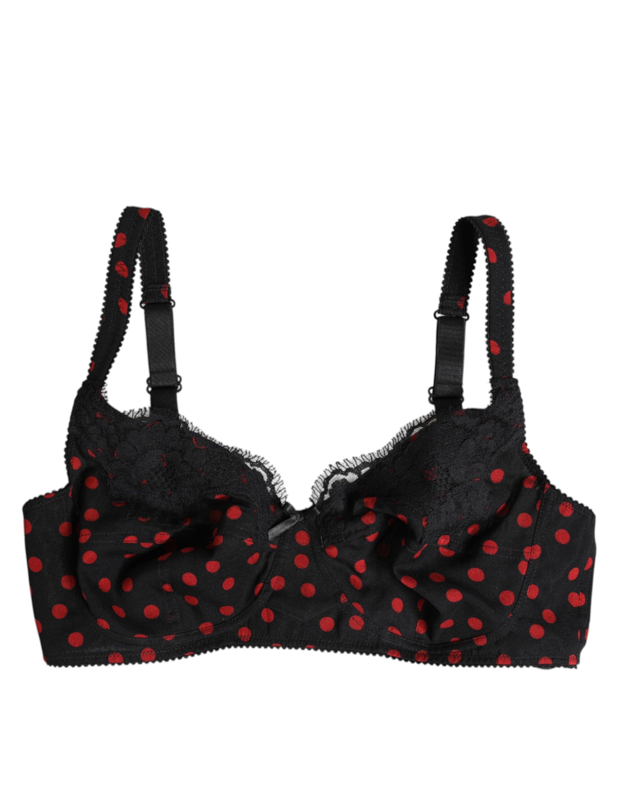 Dolce &amp; Gabbana Black Red Polka Dot Underwired Balconette Underwear