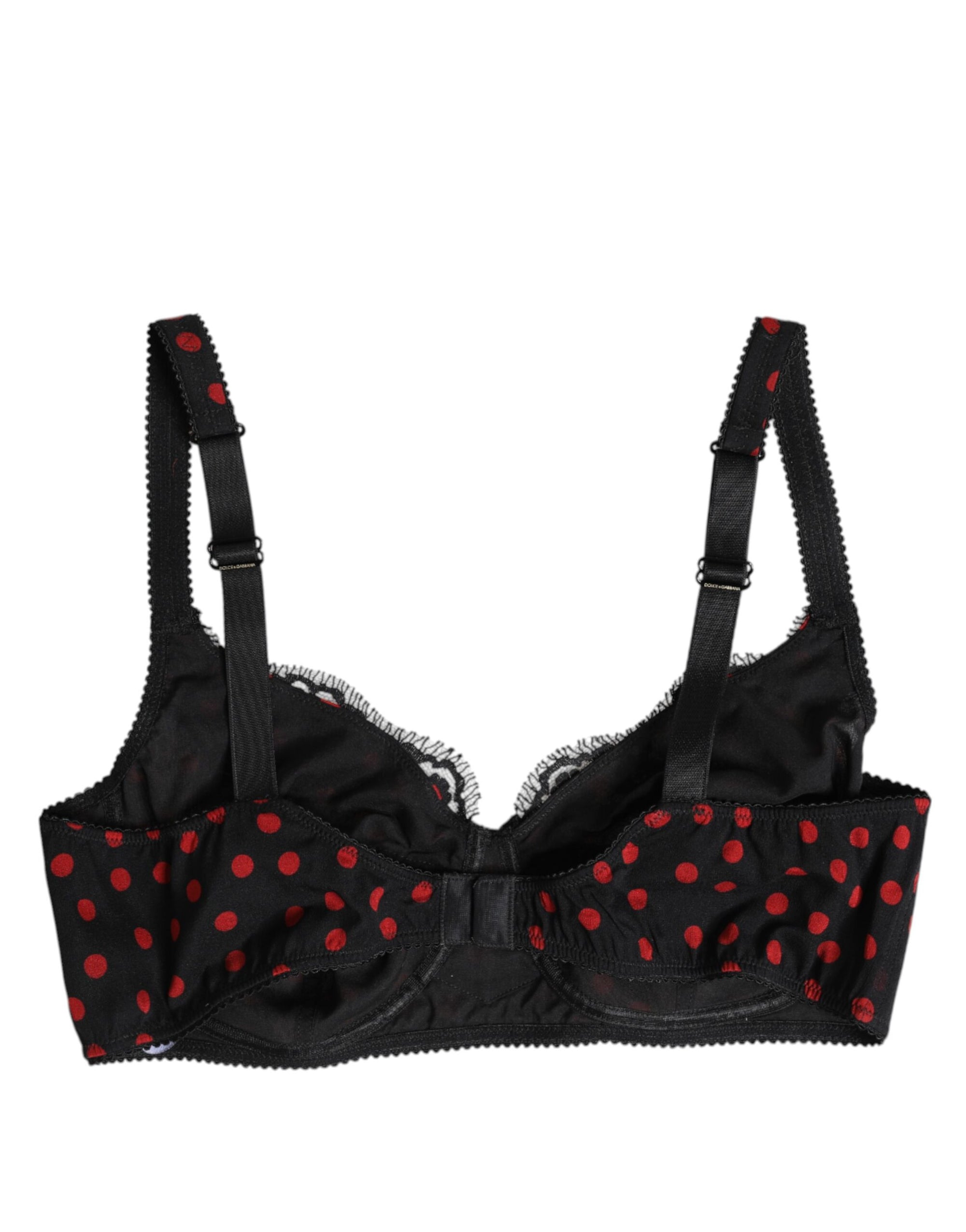 Dolce &amp; Gabbana Black Red Polka Dot Underwired Balconette Underwear