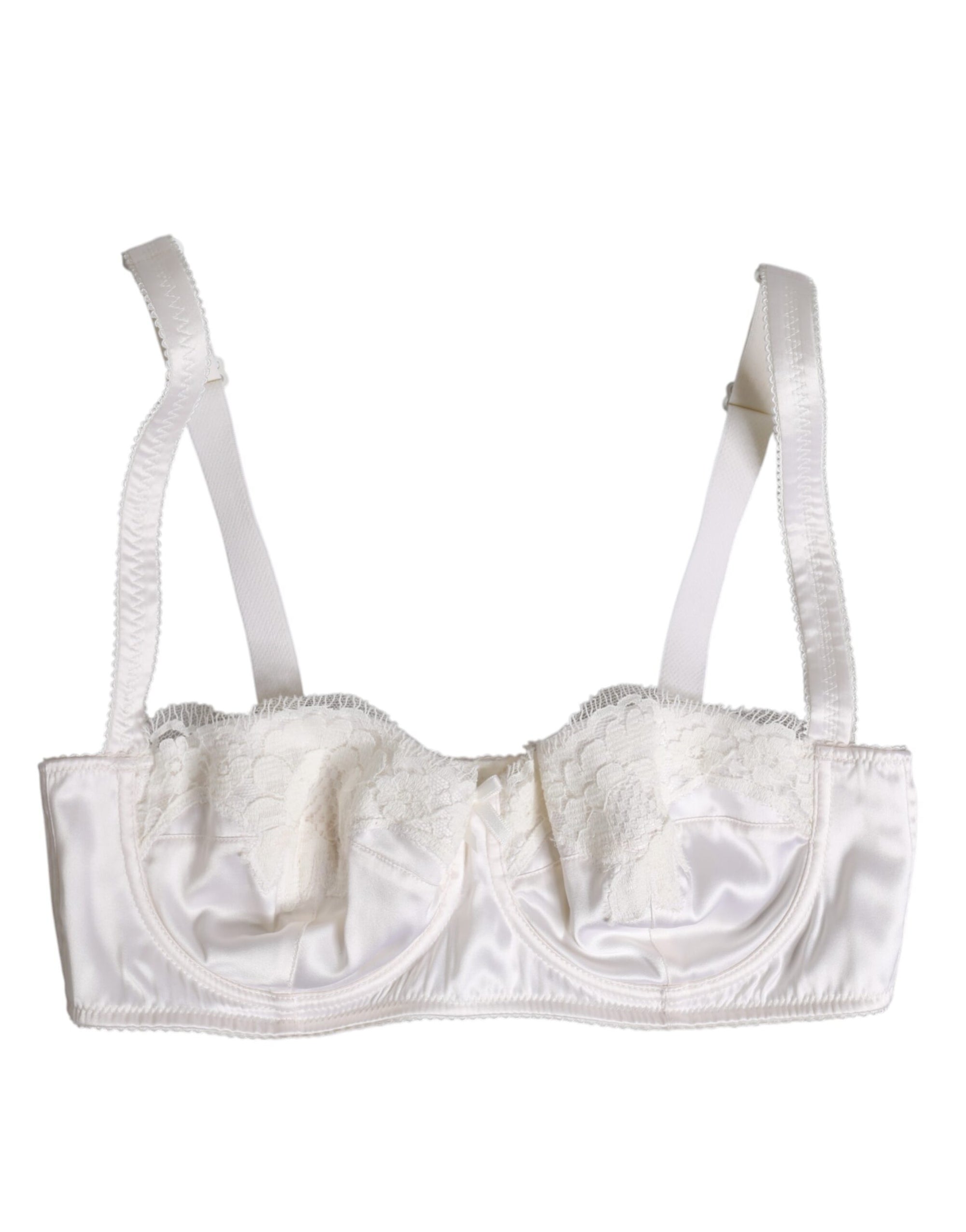 Dolce &amp; Gabbana White Silk Underwired Balconette Bra Underwear