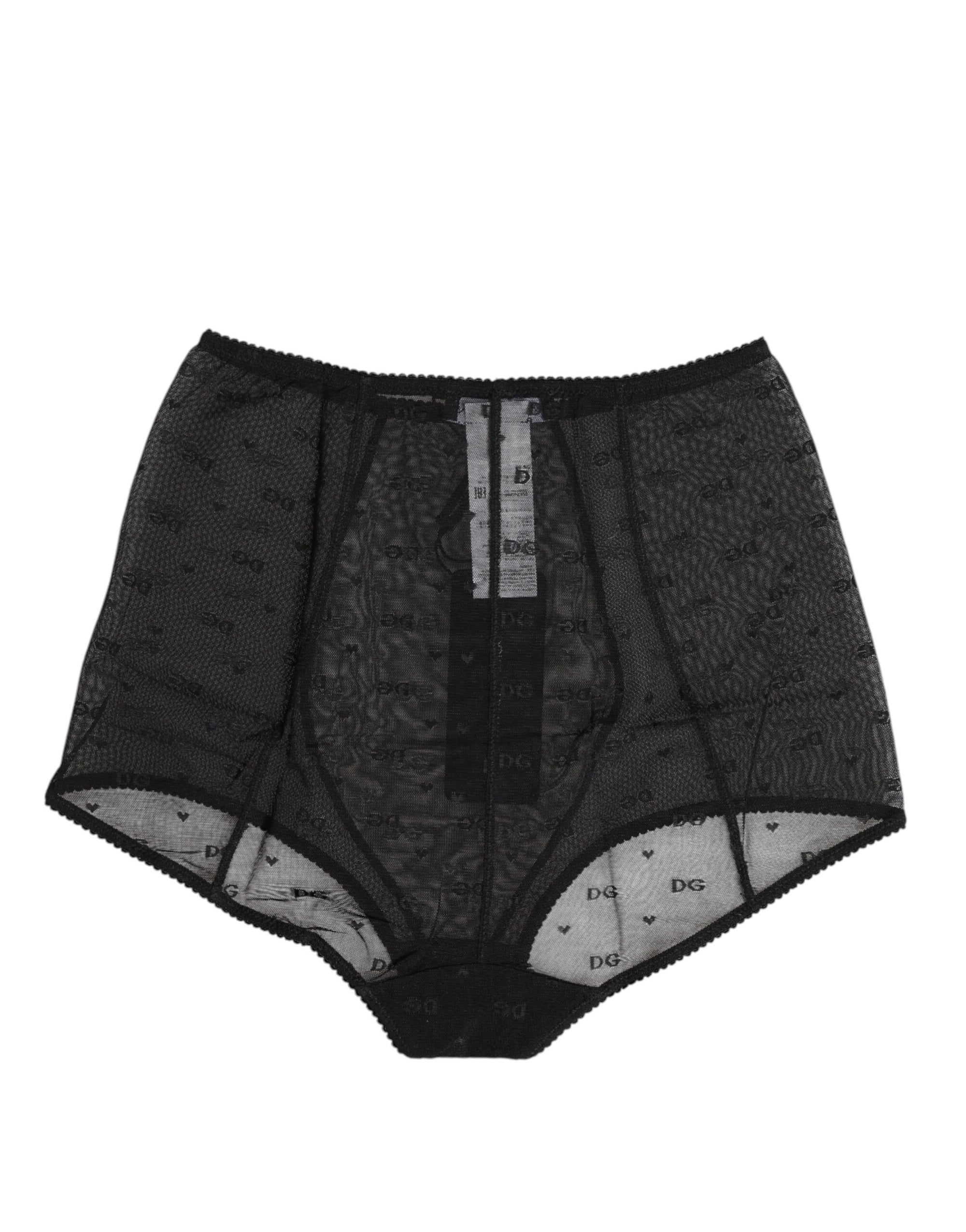 Dolce &amp; Gabbana Black Logo Girdle High Waisted Panty Underwear