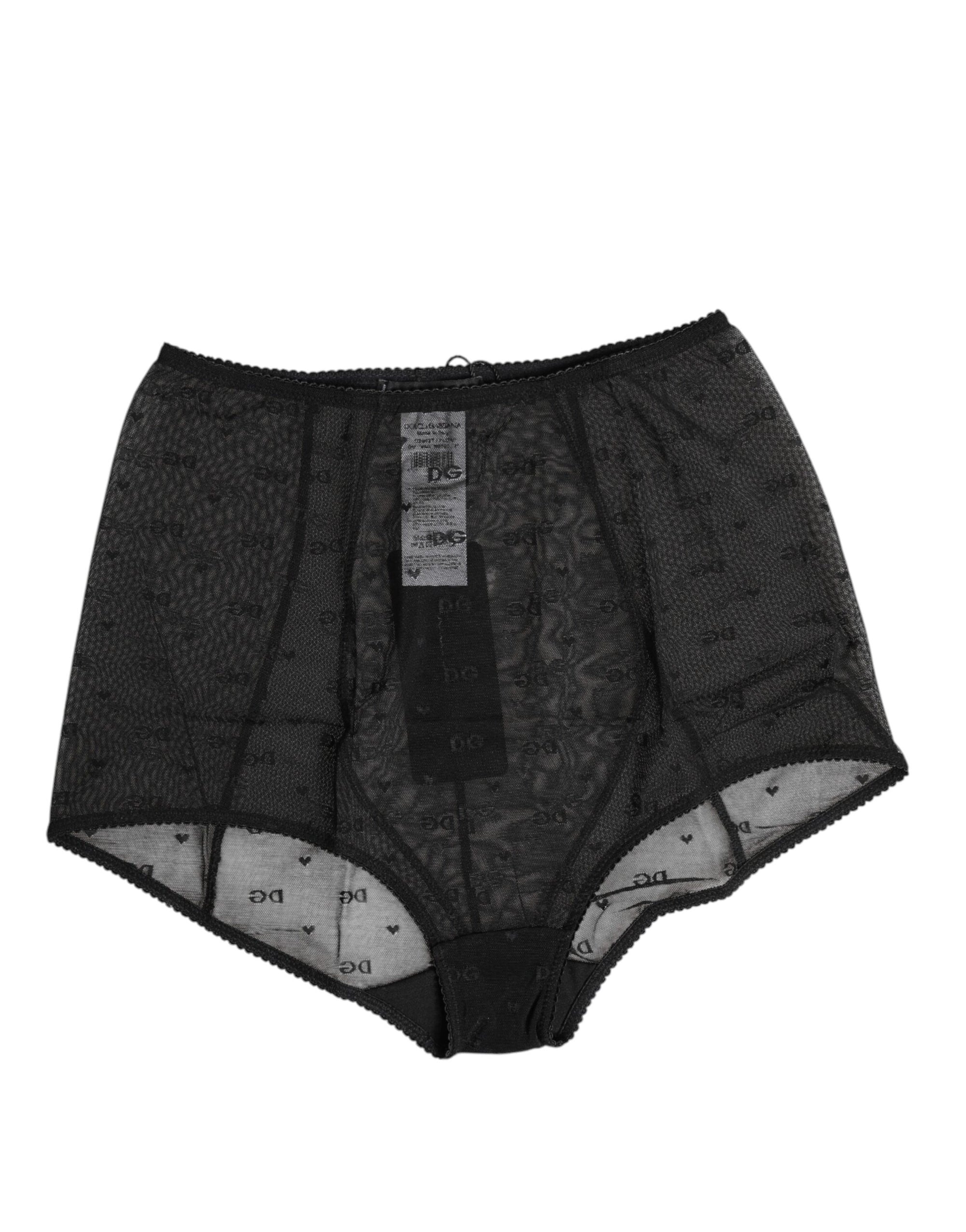 Dolce &amp; Gabbana Black Logo Girdle High Waisted Panty Underwear