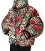 Dolce & Gabbana Multicolor Leopard Rose Puffer Quilted Jacket