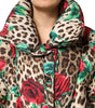 Dolce & Gabbana Multicolor Leopard Rose Puffer Quilted Jacket