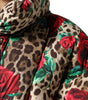 Dolce & Gabbana Multicolor Leopard Rose Puffer Quilted Jacket