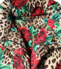 Dolce & Gabbana Multicolor Leopard Rose Puffer Quilted Jacket