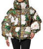 Dolce & Gabbana Multicolor Leopard Rose Puffer Quilted Jacket