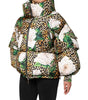 Dolce & Gabbana Multicolor Leopard Rose Puffer Quilted Jacket