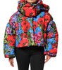 Dolce & Gabbana Multicolor Floral Hooded Puffer Coat Jacket