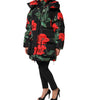 Dolce & Gabbana Black Floral Polyester Hooded Quilted Jacket