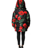 Dolce & Gabbana Black Floral Polyester Hooded Quilted Jacket