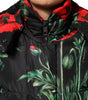 Dolce & Gabbana Black Floral Polyester Hooded Quilted Jacket