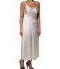 Dolce & Gabbana White DG Logo Full Slip Silk Dress Sleepwear
