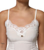 Dolce & Gabbana White Lace Gold DG Logo Silk Dress Sleepwear
