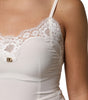 Dolce & Gabbana White Lace Gold DG Logo Silk Dress Sleepwear