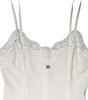 Dolce & Gabbana White Lace Gold DG Logo Silk Dress Sleepwear