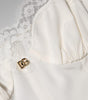 Dolce & Gabbana White Lace DG Logo Silk Dress Sleepwear