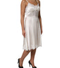 Dolce & Gabbana White Lace DG Logo Silk Dress Sleepwear