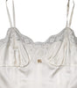 Dolce & Gabbana White Lace DG Logo Silk Dress Sleepwear