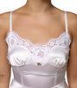 Dolce & Gabbana White Lace Gold DG Logo Silk Dress Sleepwear