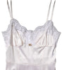 Dolce & Gabbana White Lace Gold DG Logo Silk Dress Sleepwear