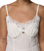Dolce & Gabbana White Lace Gold DG Logo Silk Dress Sleepwear
