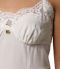 Dolce & Gabbana White Lace Gold DG Logo Silk Dress Sleepwear