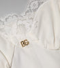 Dolce & Gabbana White Lace Gold DG Logo Silk Dress Sleepwear