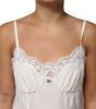 Dolce & Gabbana White Lace Gold DG Logo Silk Dress Sleepwear