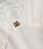 Dolce & Gabbana White Lace Gold DG Logo Silk Dress Sleepwear
