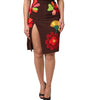 Dolce & Gabbana Brown Floral High Waist Side Slit Skirt