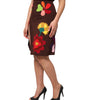 Dolce & Gabbana Brown Floral High Waist Side Slit Skirt