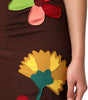Dolce & Gabbana Brown Floral High Waist Side Slit Skirt