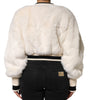 Dolce & Gabbana White Cropped Faux Fur DG Sweatshirt Sweater