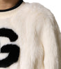 Dolce & Gabbana White Cropped Faux Fur DG Sweatshirt Sweater