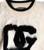 Dolce & Gabbana White Cropped Faux Fur DG Sweatshirt Sweater