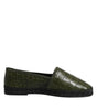 Dolce & Gabbana Green Exotic Leather Espadrilles Slip On Shoes