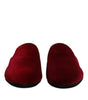 Dolce & Gabbana Red Viscose Velvet Slides Flat Slipper Shoes