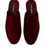 Dolce & Gabbana Red Viscose Velvet Slides Flat Slipper Shoes