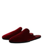 Dolce & Gabbana Red Viscose Velvet Slides Flat Slipper Shoes