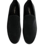 Dolce & Gabbana Black Velvet Slip On Loafers Formal Shoes