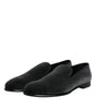 Dolce & Gabbana Black Velvet Slip On Loafers Formal Shoes