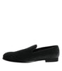 Dolce & Gabbana Black Velvet Slip On Loafers Formal Shoes