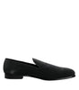 Dolce & Gabbana Black Velvet Slip On Loafers Formal Shoes