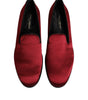 Dolce & Gabbana Red Velvet Slip On Loafers Formal Shoes