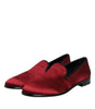 Dolce & Gabbana Red Velvet Slip On Loafers Formal Shoes